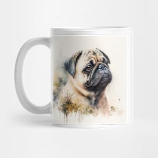 Pug Watercolour Style Painting Mug